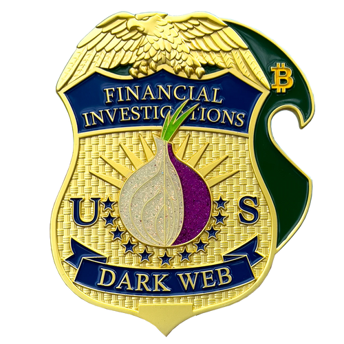 HSI FBI CIA DEA Financial Crimes Investigations Dark Web Challenge Coin Bottle Opener Tor Browser Crypto BL1-02