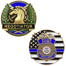 Load image into Gallery viewer, HSI Special Agent Thin Blue Line Negotiator Challenge Coin GL13-005