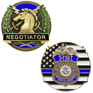 HSI Special Agent Thin Blue Line Negotiator Challenge Coin GL13-005