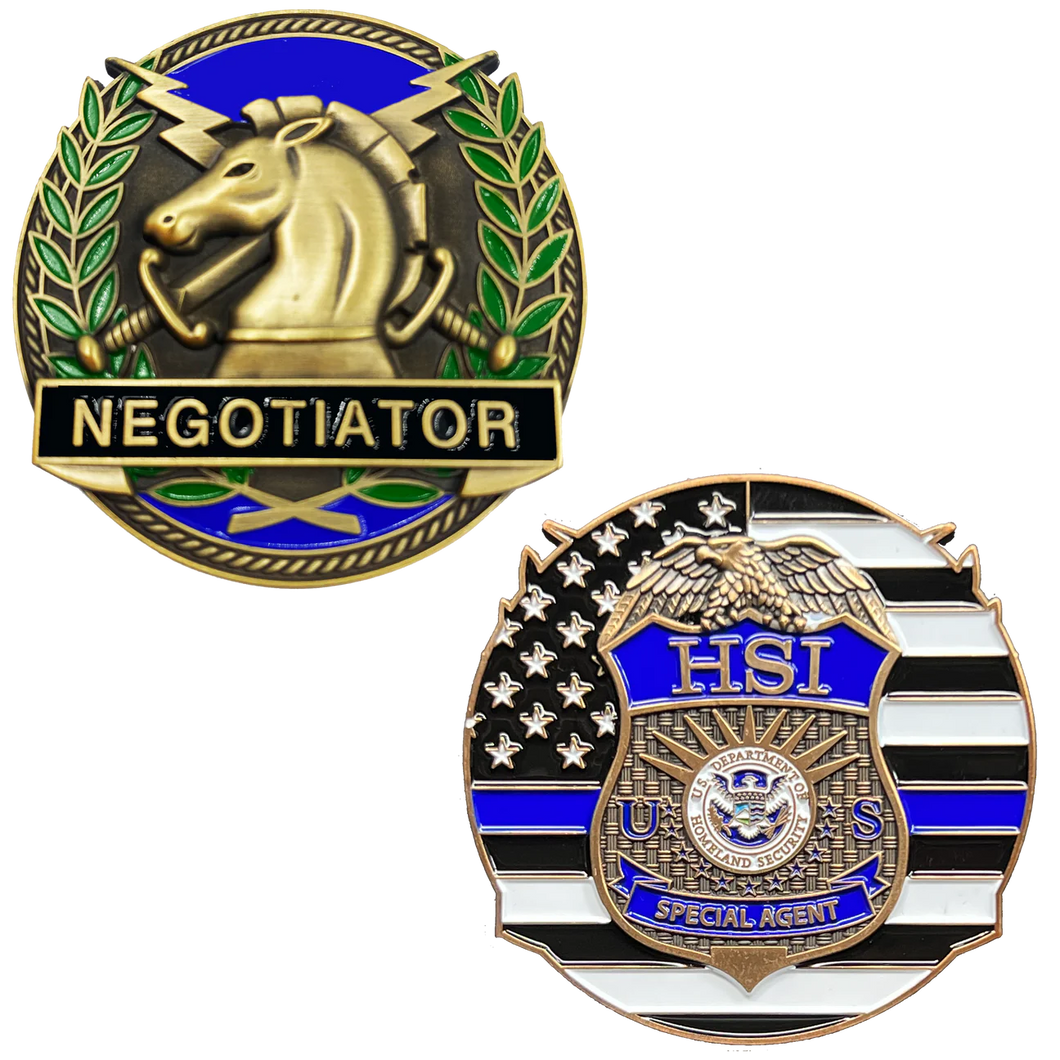 HSI Special Agent Thin Blue Line Negotiator Challenge Coin GL13-005