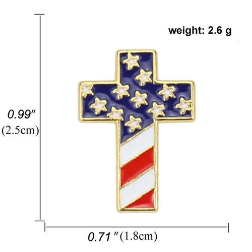 USA Flag Christian Cross Lapel pin FREE USA SHIPPING SHIPS FREE FROM USA P-240