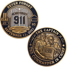 Load image into Gallery viewer, Derek Jeter George Bush 9/11 New York Yankees 25th Anniversary Memorial Challenge Coin