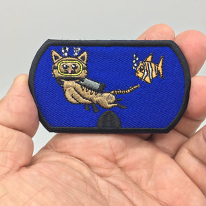 Scuba Kitty Cat Embroidered Hook and Loop Patch Knife Hello Tactical Morale Ranger Eyes Ships Free From The USA PAT-754 (E)