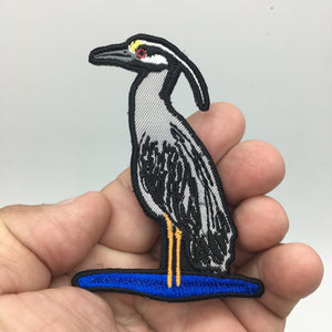 Wading Bird Series Yellow Crowned Night Heron Embroidered Patch Hook and Loop Back Ships Free From The USA PAT-756 (E)