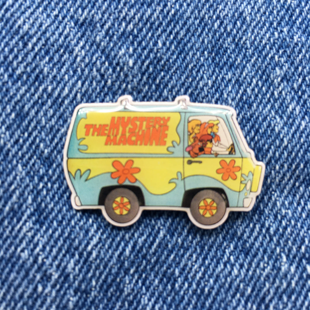Mystery Machine Mystery Inc Scooby Doo Parody UV Screen Printed Pin FREE USA Shipping P-267