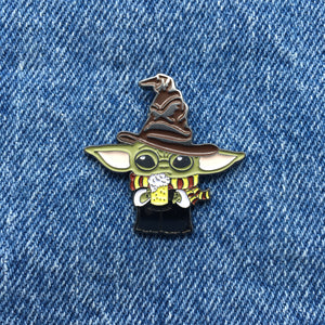 Harry Grogu Sorting Butter Beer Gryphindor Baby Potter Yoda Mandalorian Mashup Enamel Pin Free USA Shipping P-279