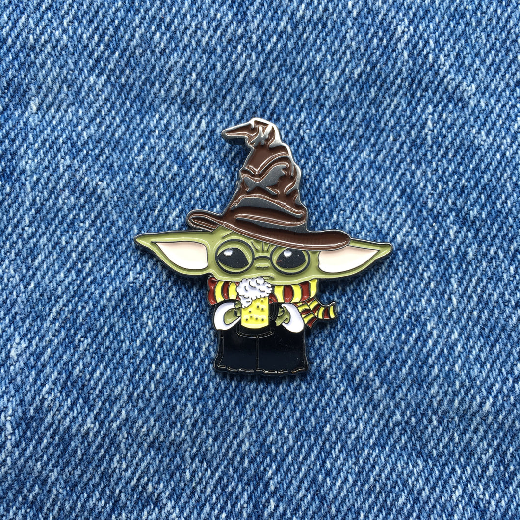 Harry Grogu Sorting Butter Beer Gryphindor Baby Potter Yoda Mandalorian Mashup Enamel Pin Free USA Shipping P-279