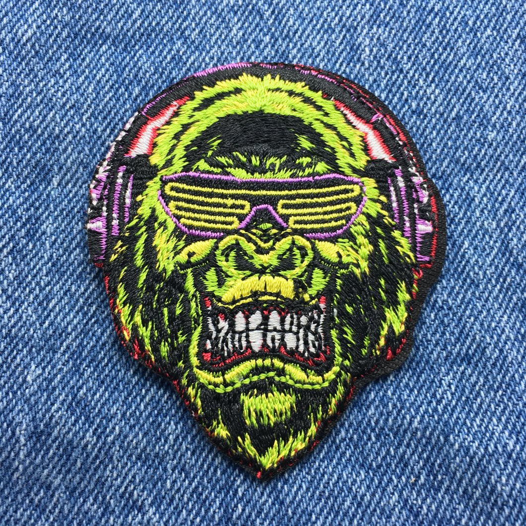 Angry Ape DJ Rave EDM Rock Psychedelic  Embroidered Iron On Patch Ships Free In The USA PAT-859