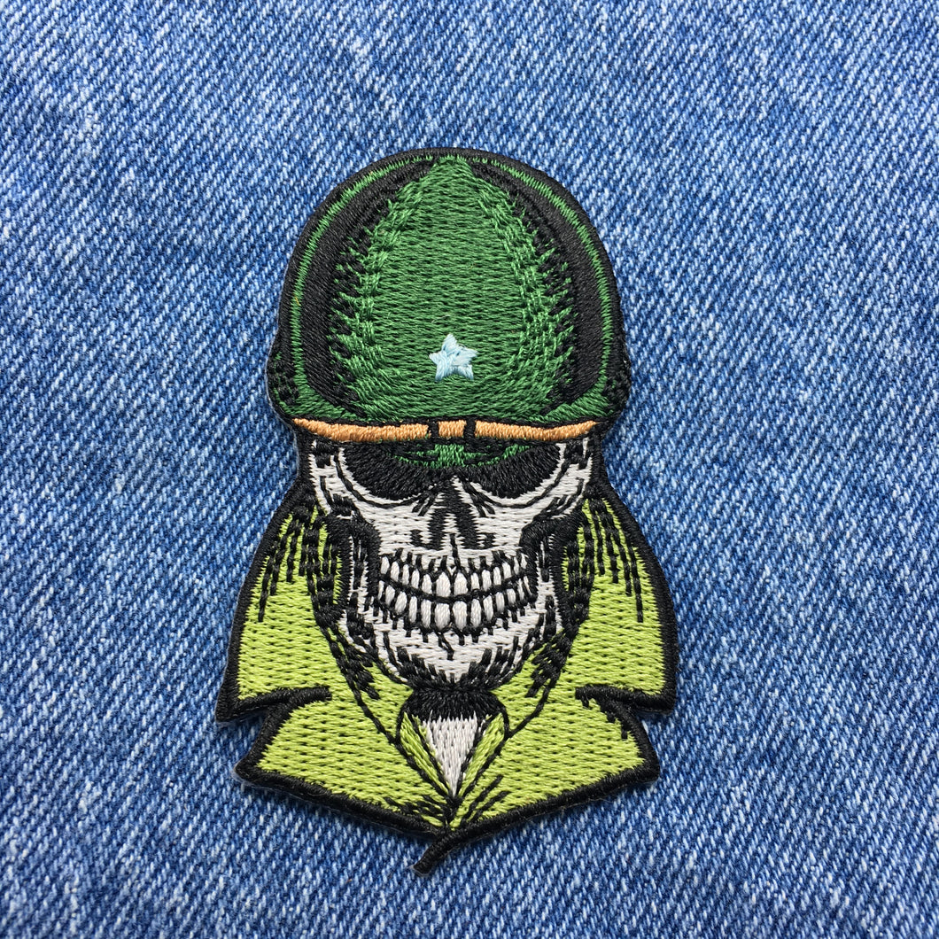 Classic One Star Soldier Skull In General Helmet Iron On Embroidered Morale Patch Ships Free From The USA PAT-858