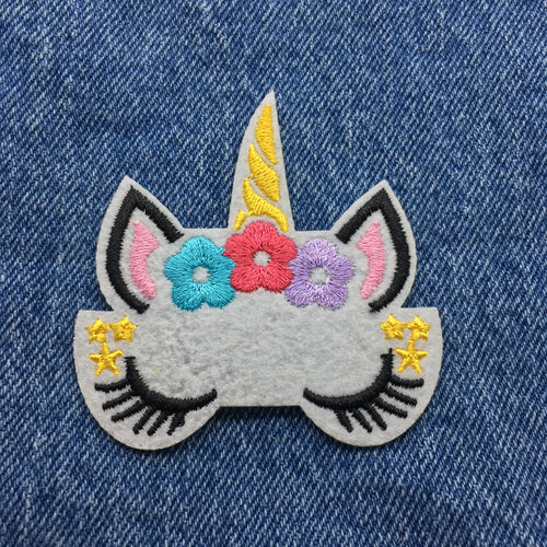 Embroidered Iron On Unicorn Patch Fantasy Blushing Flowers Ships Free From The USA PAT-854