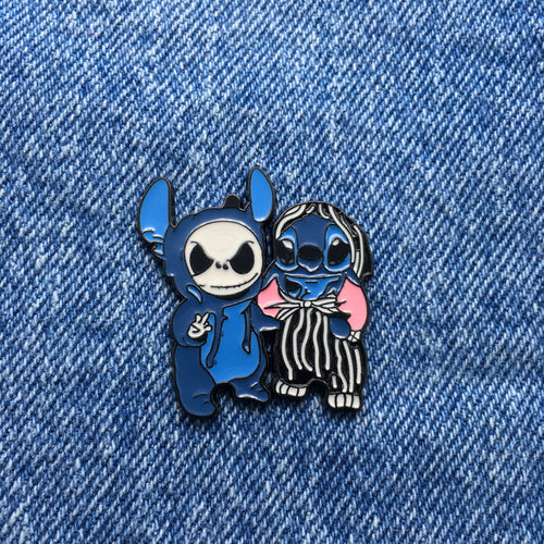 Halloween Lilo Jack Stitch Skellington Mashup Enamel Pin Horror Free Shipping In The USA P-283