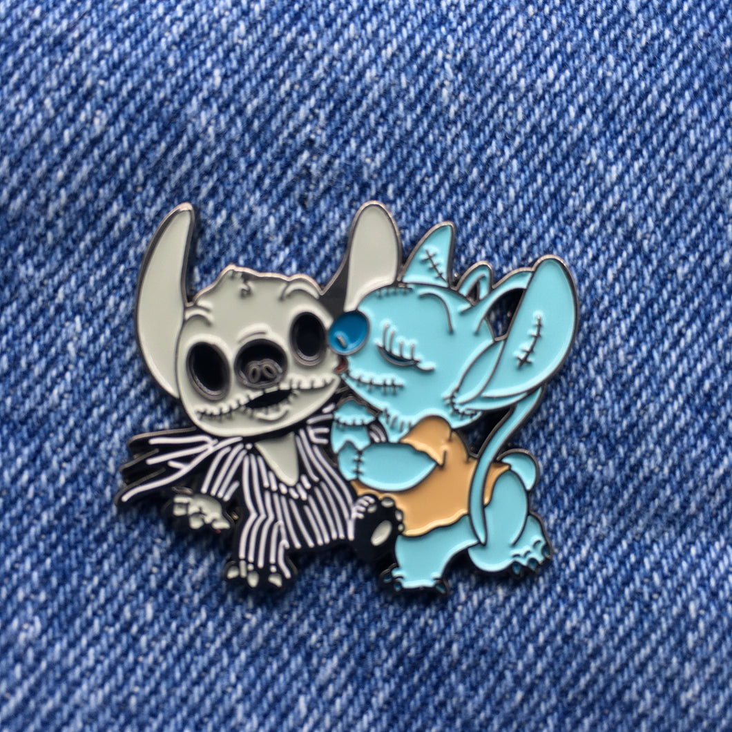 Halloween Lilo Jack Stitch Skellington Mashup Enamel Pin Horror Free Shipping In The USA P-284