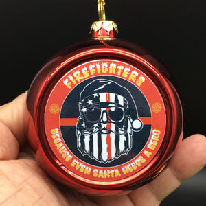 Thin Red Line Firefighter Paramedic EMT EMS 3.5" Santa Christmas Ornament Shatterproof ABS Ships Free In The USA