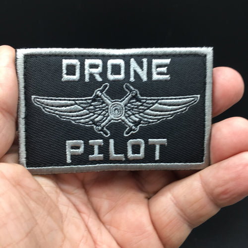 Silver Version DRONE PILOT Embroidered Tactical Hook and Loo Morale Patch Border Patrol Security Military Army Marines Ships Free From The USA PAT-753A