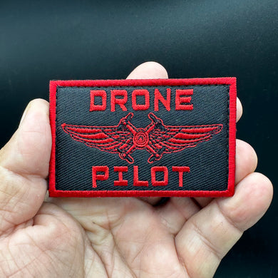 Red Version DRONE PILOT Embroidered Tactical Hook and Loop Morale Patch Firefighter EMS EMT Rescue Ships Free From The USA PAT-753R