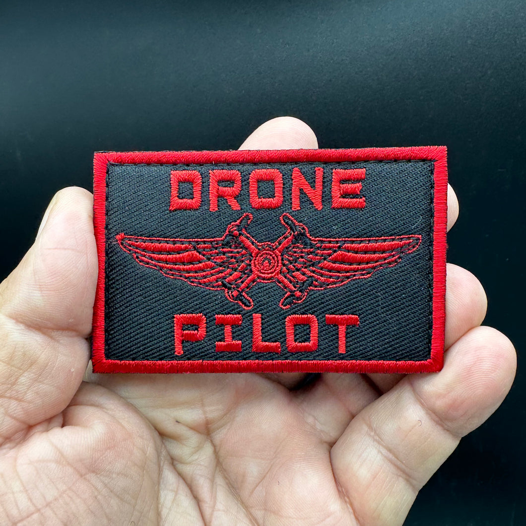 Red Version DRONE PILOT Embroidered Tactical Hook and Loop Morale Patch Firefighter EMS EMT Rescue Ships Free From The USA PAT-753F