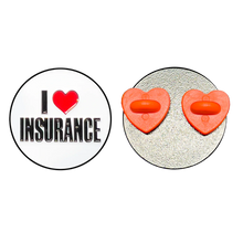 Load image into Gallery viewer, I LOVE INSURANCE Agent Lapel Pin with heart shaped pin clasps Flo Progressive GL15-008 P-250