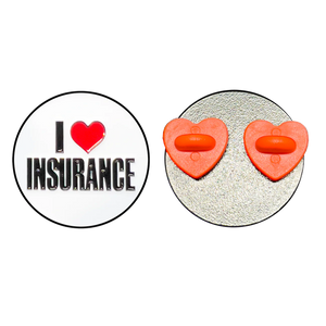 I LOVE INSURANCE Agent Lapel Pin with heart shaped pin clasps Flo Progressive GL15-008 P-250