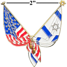 Load image into Gallery viewer, Israel and American Flag Israeli Jewish support Pin 2 inch with dual pin posts EL4-014 P-295