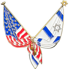 Load image into Gallery viewer, Israel and American Flag Israeli Jewish support Pin 2 inch with dual pin posts EL4-014 P-295
