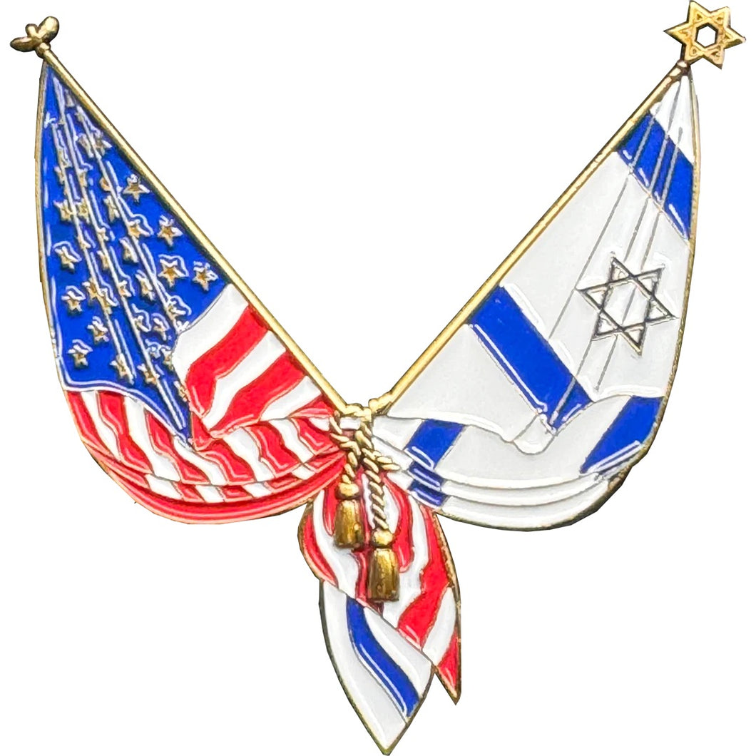 Israel and American Flag Israeli Jewish support Pin 2 inch with dual pin posts EL4-014 P-295