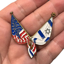 Load image into Gallery viewer, Israel and American Flag Israeli Jewish support Pin 2 inch with dual pin posts EL4-014 P-295