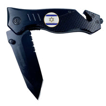Load image into Gallery viewer, Israeli Defense Forces IDF Israel Flag 3-in-1 Military Tactical Rescue tool with Seatbelt Cutter, Steel Serrated Blade, Glass Breaker 28-K