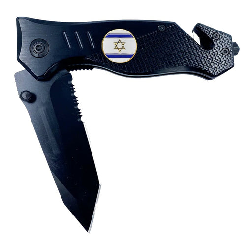 Israeli Defense Forces IDF Israel Flag 3-in-1 Military Tactical Rescue tool with Seatbelt Cutter, Steel Serrated Blade, Glass Breaker 28-K