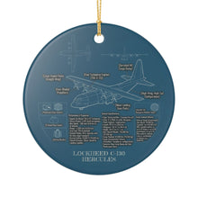 Load image into Gallery viewer, Lockheed C-130 Hercules Blueprint Christmas Holiday Ornament Sublimated Ceramic