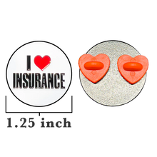 Load image into Gallery viewer, I LOVE INSURANCE Agent Lapel Pin with heart shaped pin clasps Flo Progressive GL15-008 P-250