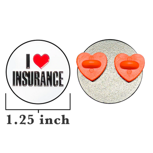 I LOVE INSURANCE Agent Lapel Pin with heart shaped pin clasps Flo Progressive GL15-008 P-250