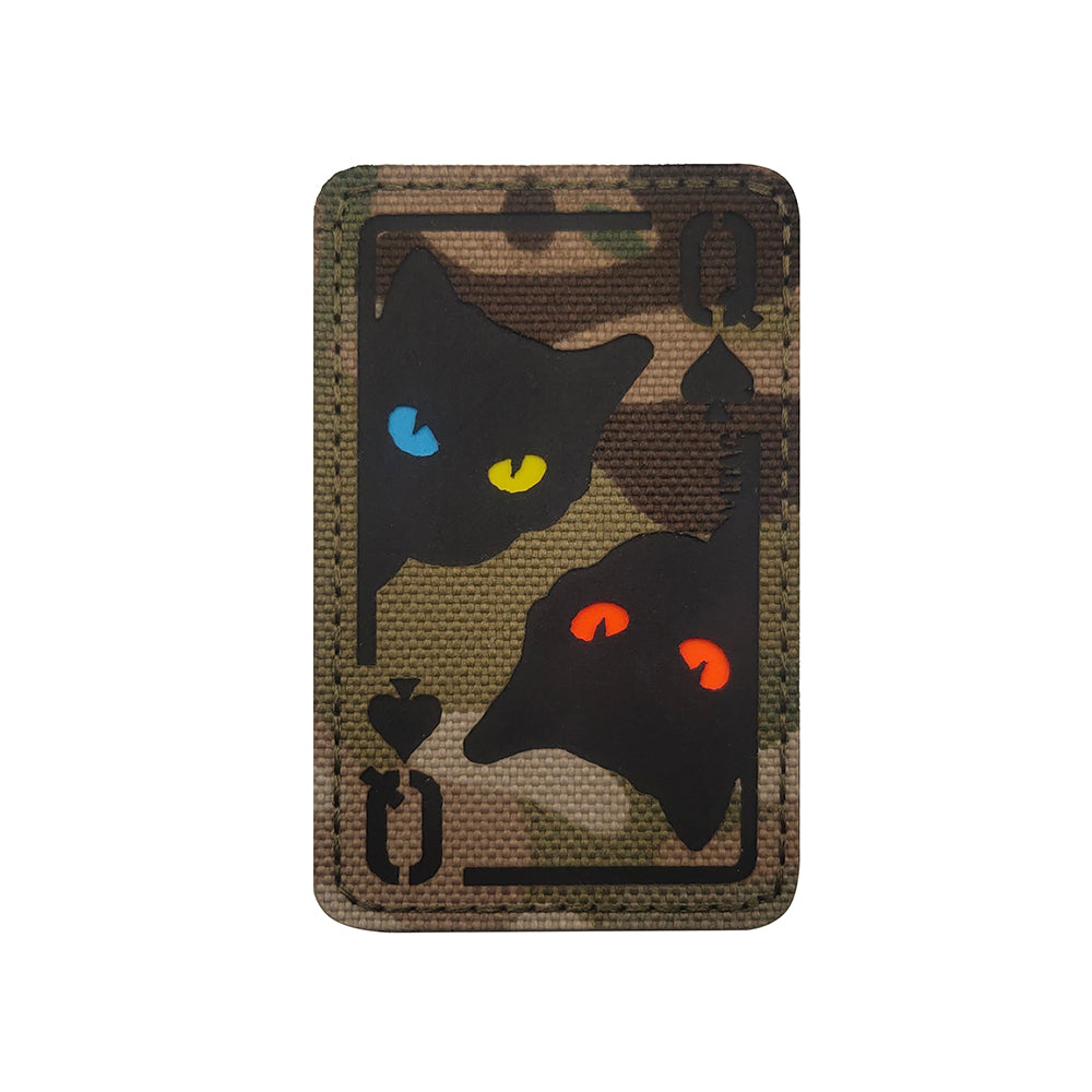 Queen Of Spades Black Cat IR Reflective Tactical Embroidered Hook and Loop Morale Patch Ships Free In The USA PAT-818
