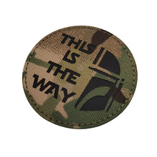 Load image into Gallery viewer, Mandalorian Half Helmet This Is The Way Star Wars Embroidered Hook And Loop Tactical Morale Patch Set Ships Free In The USA PAT-822