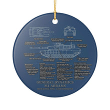 Load image into Gallery viewer, Abrams M1A1 Main Battle Tank Blueprint Christmas Holiday Ornament Sublimated Ceramic