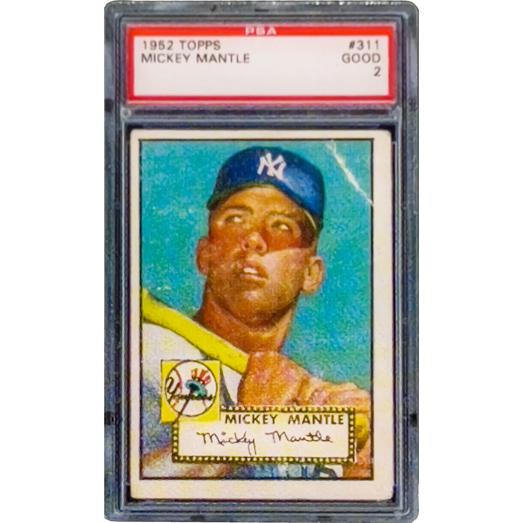 1952 Topps Mickey Mantle PSA 2 Autographed back Rookie Lapel Pin PBX-007-A P-239