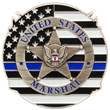 Load image into Gallery viewer, USMS US Marshall Service Thin Blue Line Negotiator Challenge Coin GL13-003