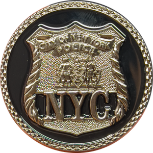 NYPD New York City Police Officer Rock Out Thin Blue Line Flag Challenge Coin GL10-006