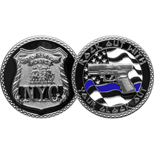 Load image into Gallery viewer, NYPD New York City Police Officer Rock Out Thin Blue Line Flag Challenge Coin GL10-006
