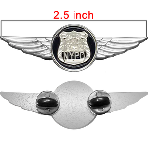 Full size NYPD Pilot Aviation Operations Crew Wings pin drone helicopter airplane aircraft P-255C