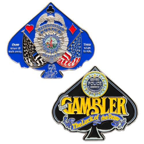 Metro Nashville Police Challenge Coin The Gambler Thin Blue Line GL14-004