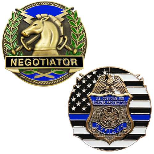 CBP Officer Field Operations Thin Blue Line Negotiator Challenge Coin GL14-002