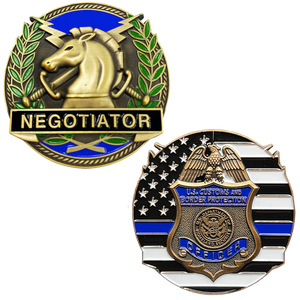 CBP Officer Field Operations Thin Blue Line Negotiator Challenge Coin GL14-002