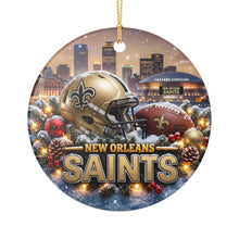 Load image into Gallery viewer, New Orleans Saints Christmas Holiday Ornament Sublimated Ceramic