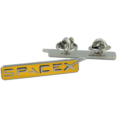 SpaceX pin Space X dual pin back orange lapel pin M-32 P-038A