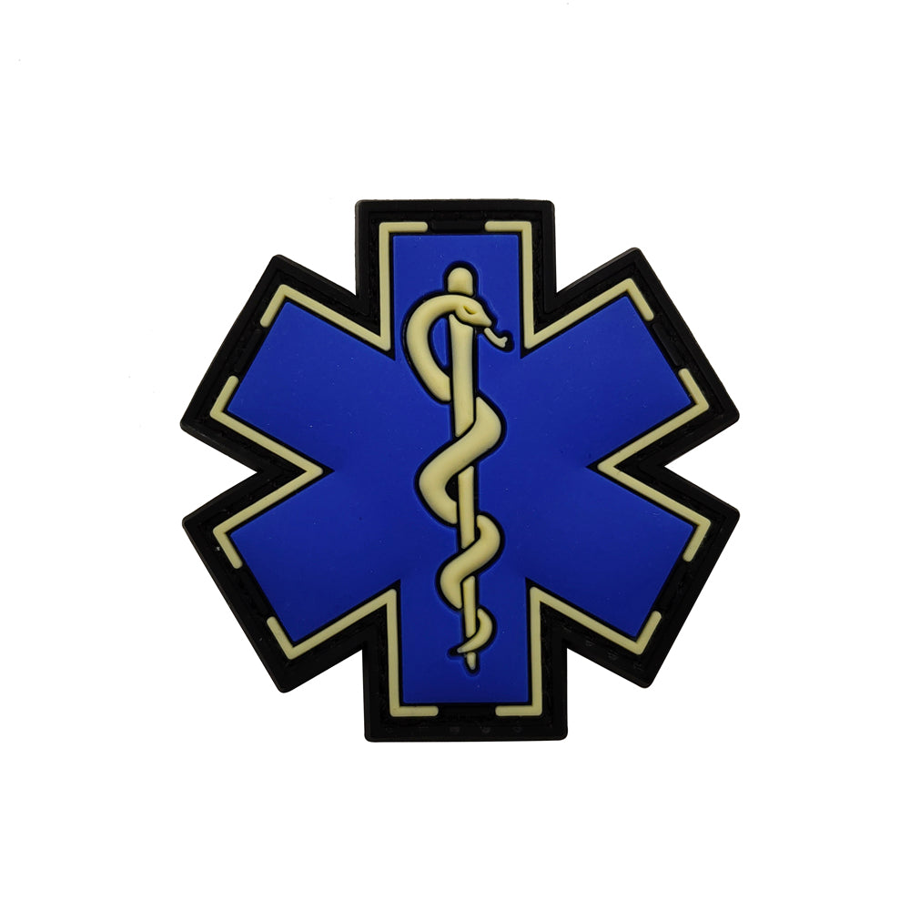 Blue Version Star Of Life Rescue EMT Paramedic Tactical PVC Patch Army Marines Morale Hook and Loop Ships Free From The USA PAT-844