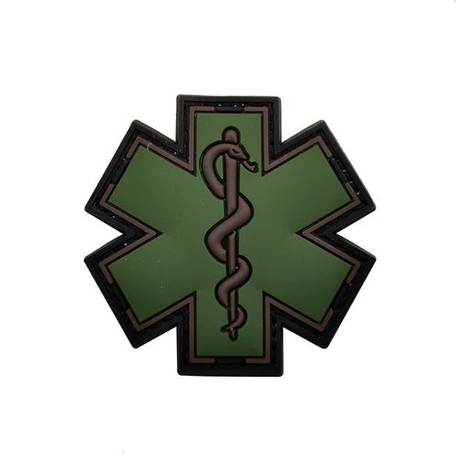 Green Version Star Of Life Rescue EMT Paramedic Tactical PVC Patch Army Marines Morale Hook and Loop Ships Free From The USA PAT-810