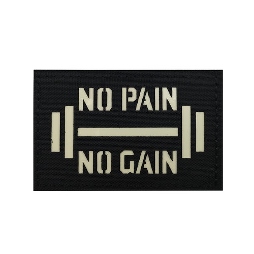 Crossfit Gym No Pain no Gain Glow GID PVC Hook and Loop Tactical Morale Patch Ships Free In The USA PAT-935