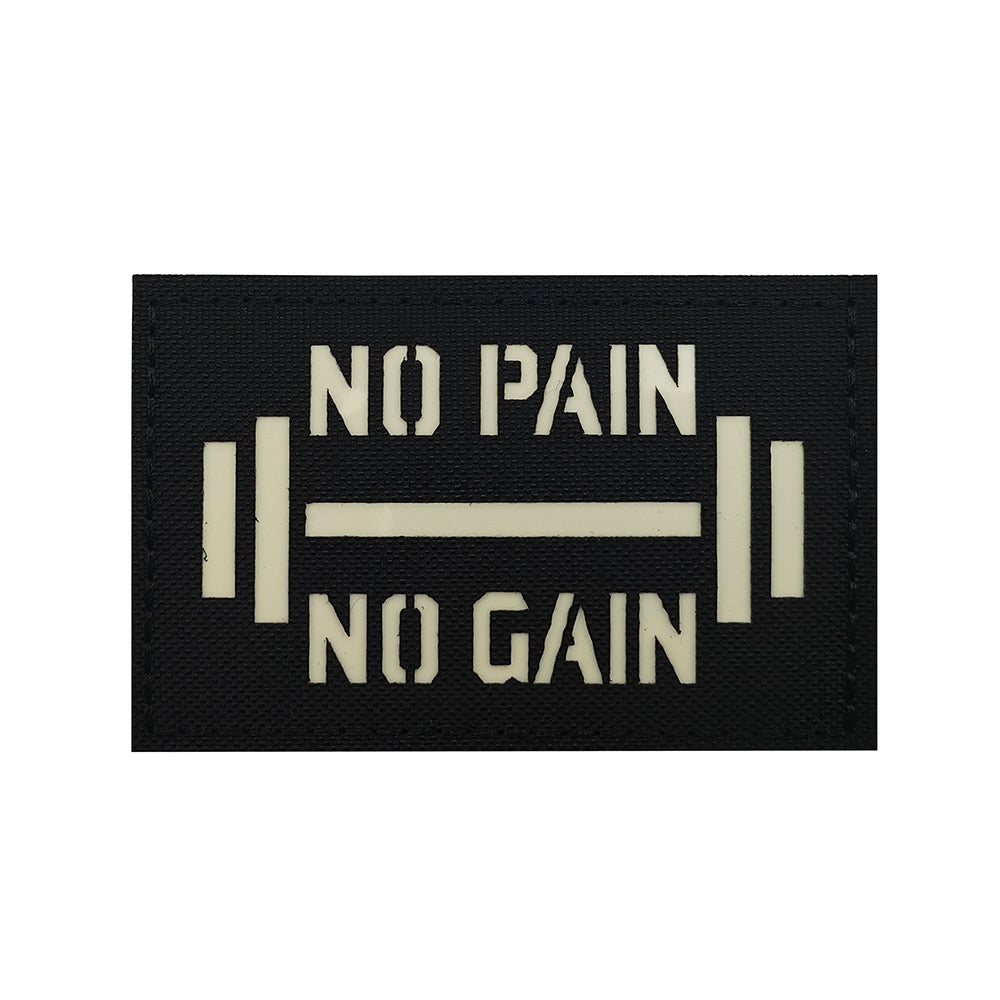 Crossfit Gym No Pain no Gain Glow GID PVC Hook and Loop Tactical Morale Patch Ships Free In The USA PAT-935