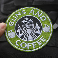 Load image into Gallery viewer, Parody Guns and Coffee Hook and Loop Tactical Morale Patch Free Shipping In The USA Ships From The USA