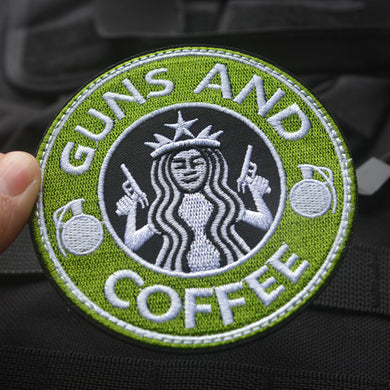 Parody Guns and Coffee Hook and Loop Tactical Morale Patch Free Shipping In The USA Ships From The USA